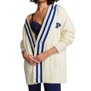 PINK Victoria's Secret Varsity Knit Cardigan Women XXL Oversized Preppy Adademia